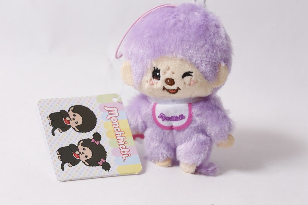 Sekiguchi Monchhichi Purple Plush Keychain Japan Collectible ~ 260710-WH 1385